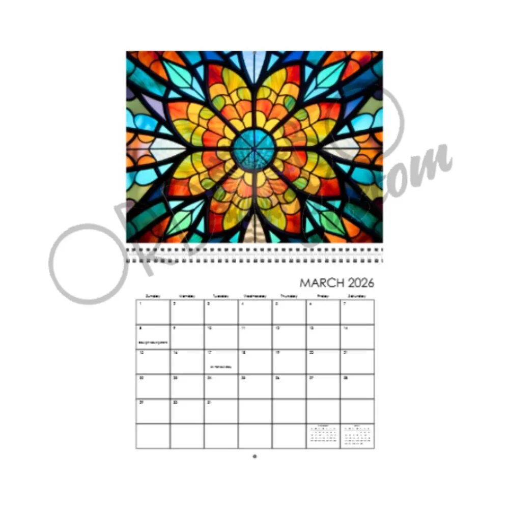 2026 Custom Christian Stain Glass Wall Calendar
